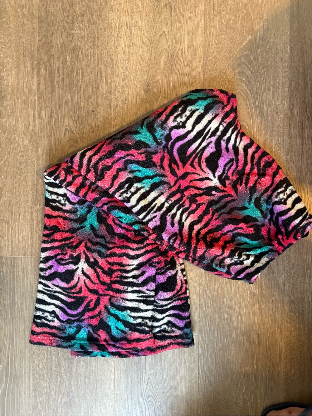 Colorful Zebra Print Plush Sleep Shorts - Pink Teal Purple